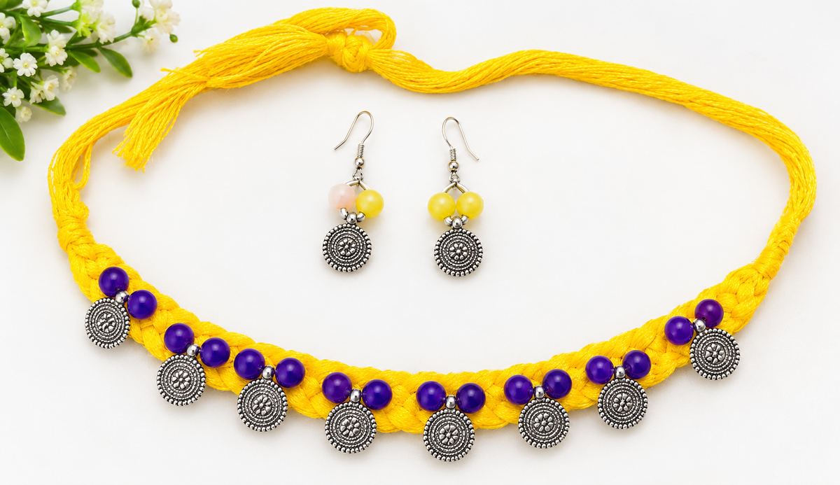 Peetambari Handcrafted Braided Necklace Set