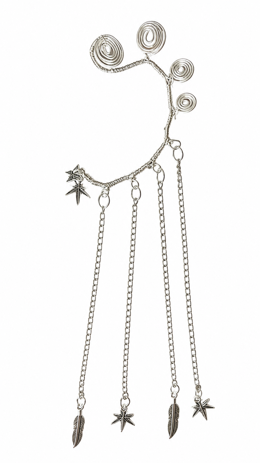 A set of a pair of earrings and ear cuff